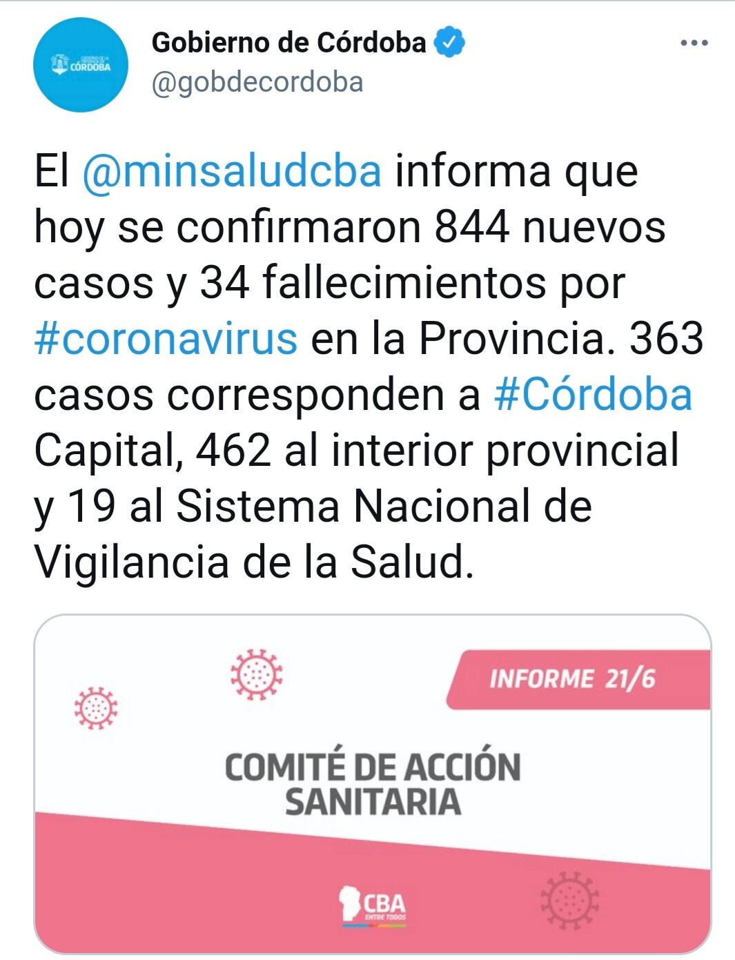 Reporte diario "Covid-19", Provincia de Córdoba.