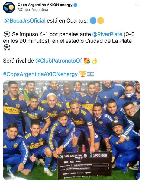 Boca clasificó a cuartos de final de la Copa Argentina.