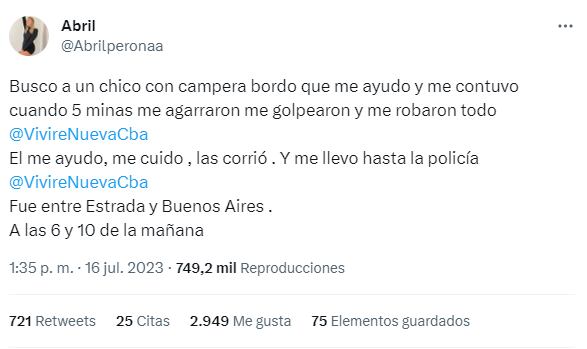 La joven contó lo que sucedió por Twitter. (Captura)