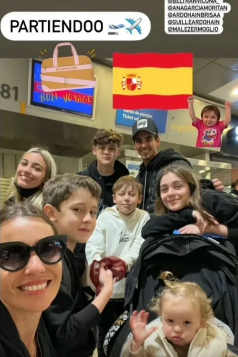 Pampita en el aeropuerto a punto de partir