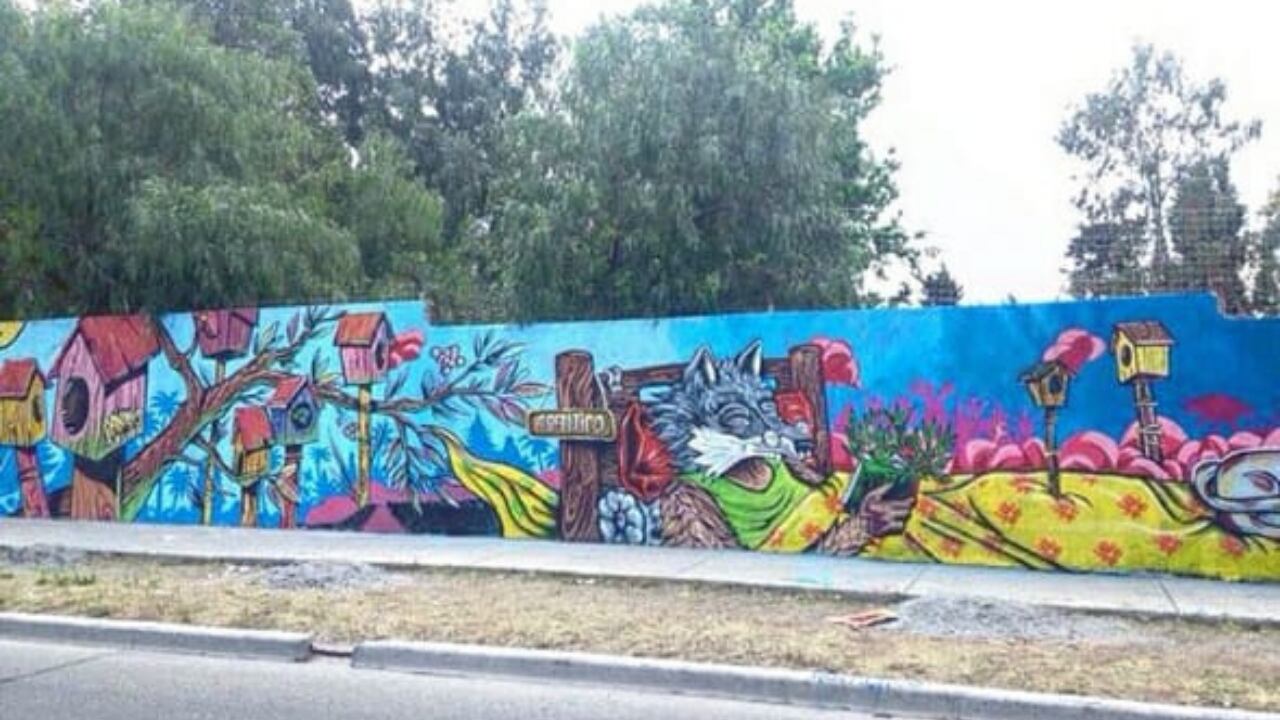 Mural de Asfáltico en ciclovía de Godoy Cruz.