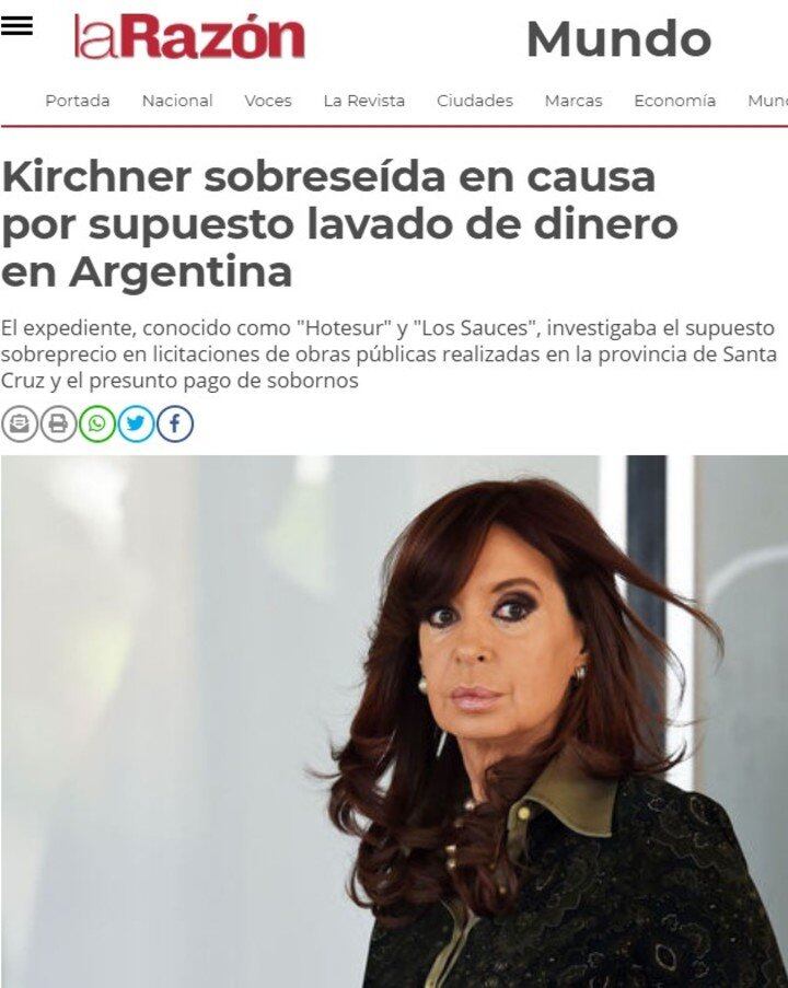 Los medios de diferentes países se expresaron respecto a la causa de Hotesur y Los Sauces donde sobreseyeron a Cristina Kirchner