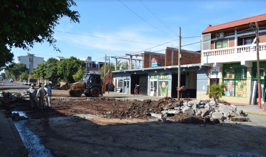 La avenida Maipú de la ciudad de Posadas se halla en obras.