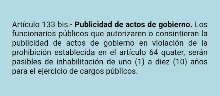 Artículo 133 bis del Códifo Electoral