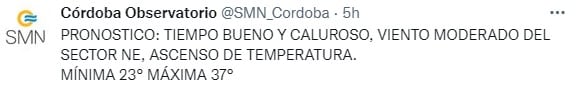 Este domingo, pronóstico de mucho calor en Córdoba.