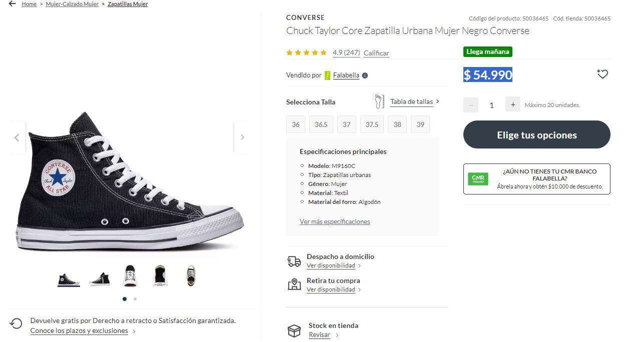 Esto es lo que salen unas Converse en Chile.