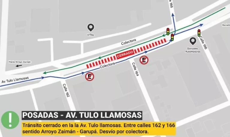 Interrumpen el tránsito sobre la avenida Tulo Llamosas en Posadas.