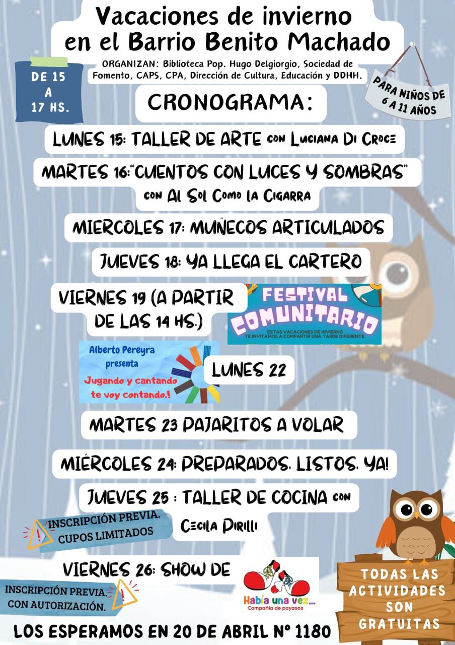 Actividades de Vacaciones de Invierno en la Biblioteca Hugo Delgiorgio