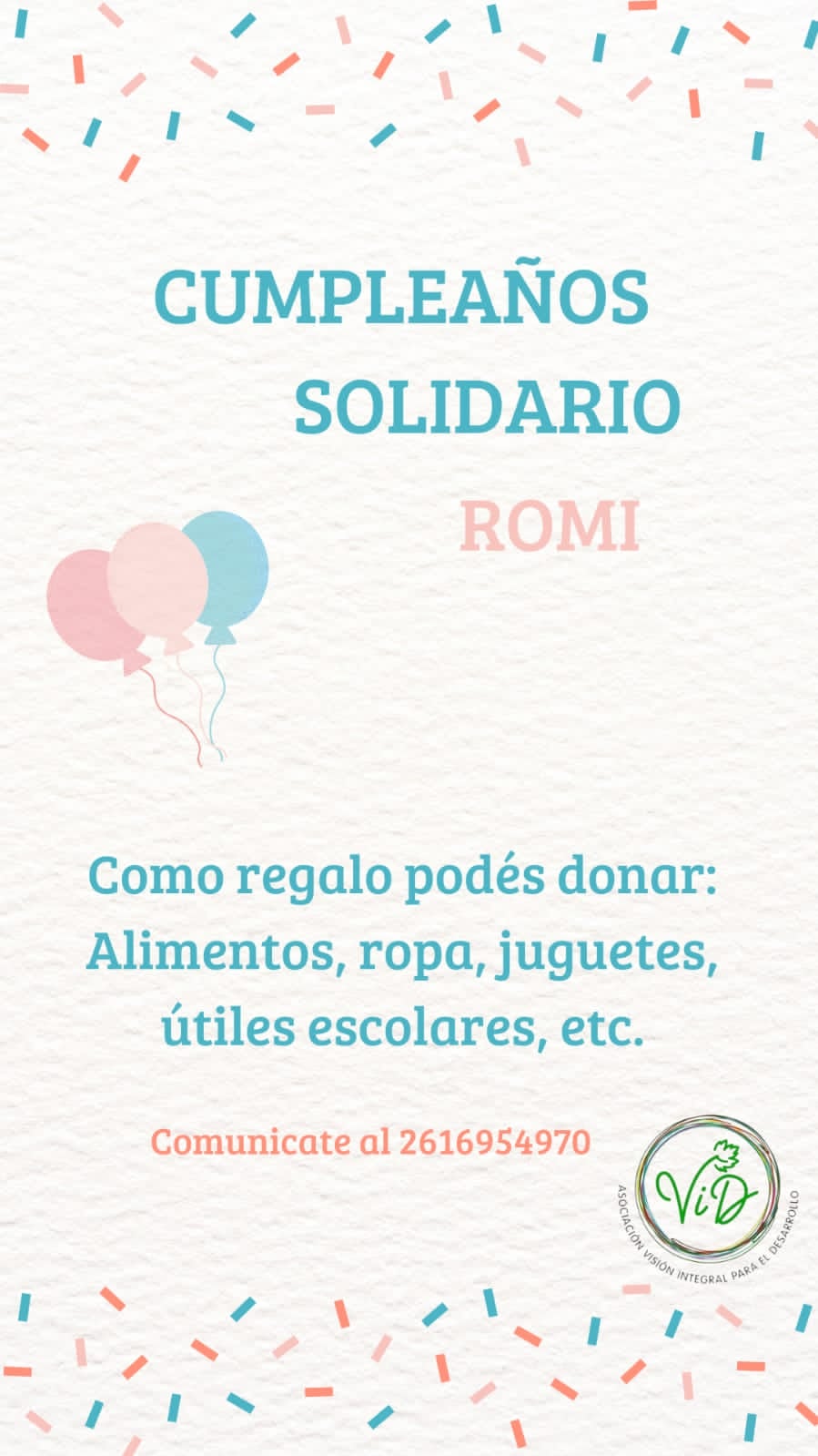 En la imagen pueden encontrar el contacto de la joven para realizar donaciones.