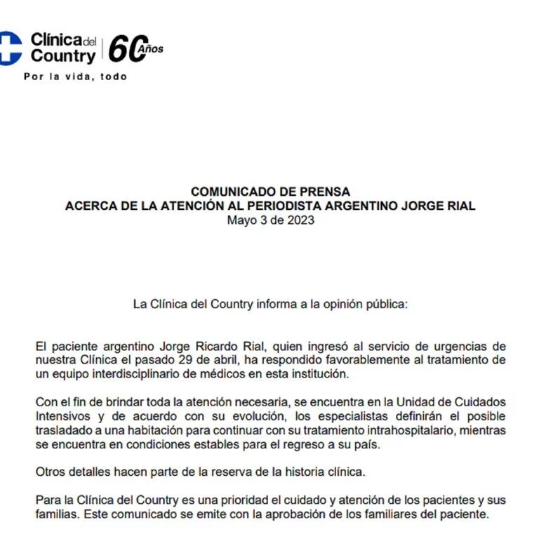 El parte médico de Jorge Rial