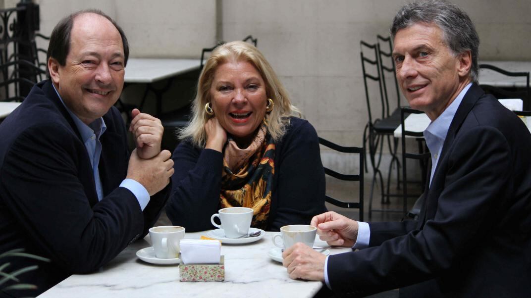 Sanz, Carrió y Macri. (Télam)