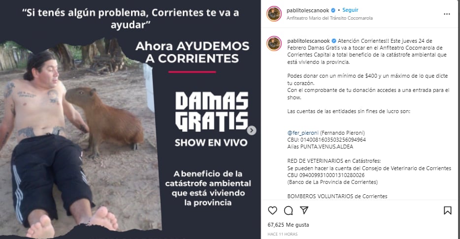 Famosos que ayudan a Corrientes