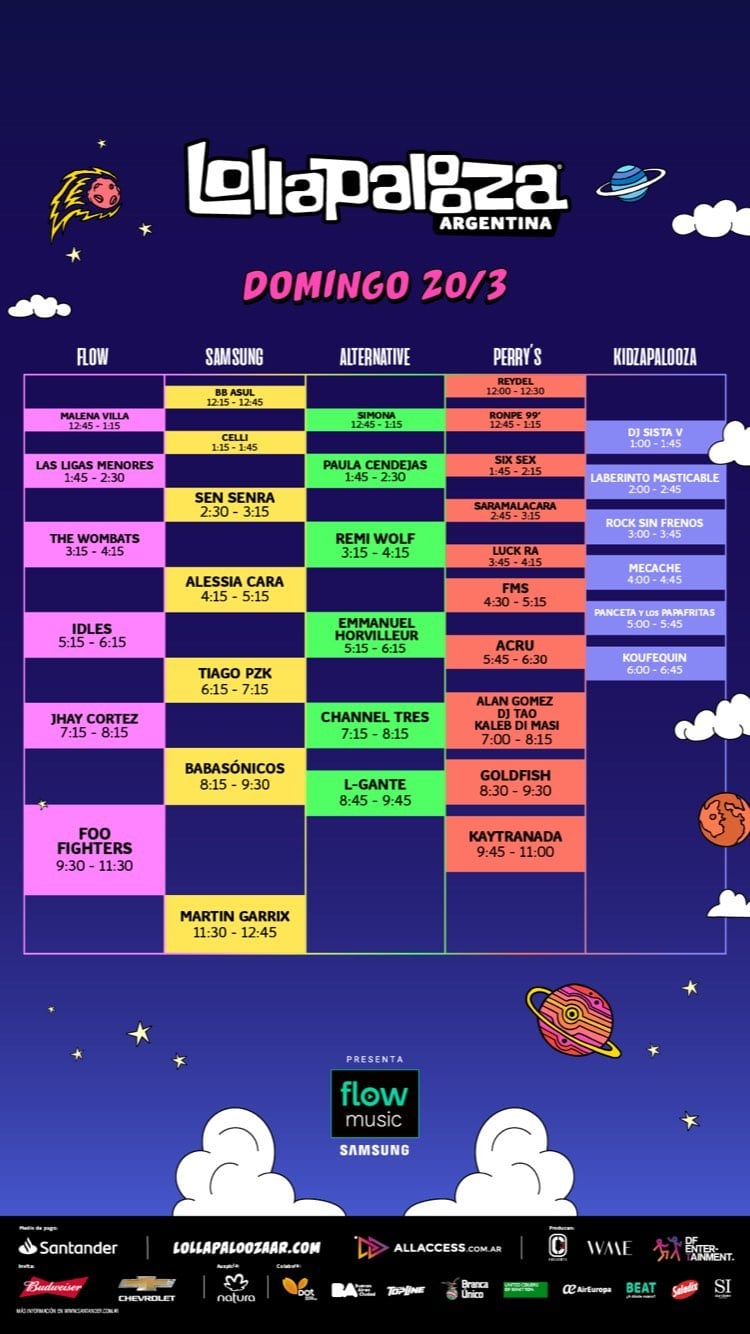 Line up del día 3 del Lollapalooza Argentina 2022