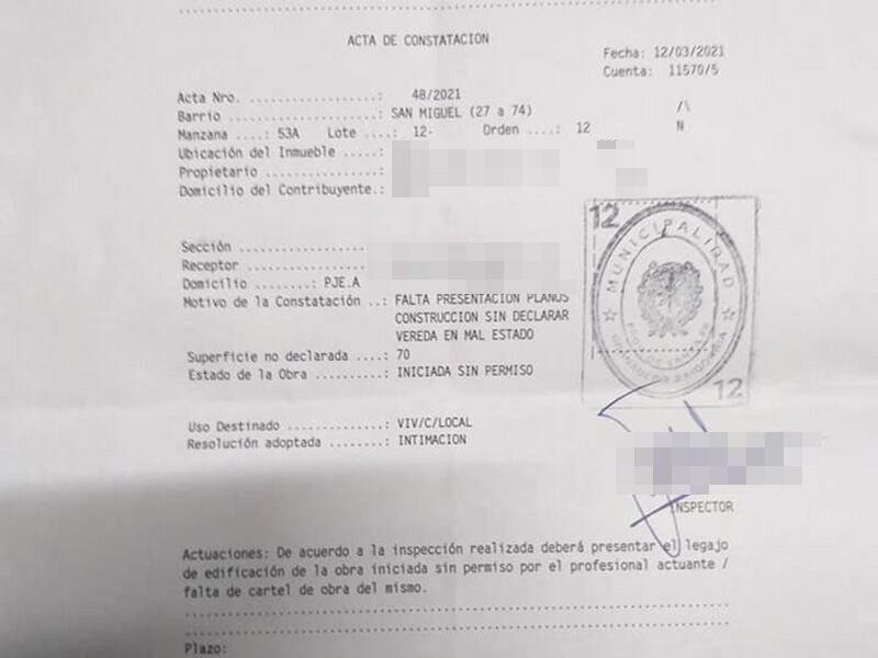 Multa del municipio de Baigorria