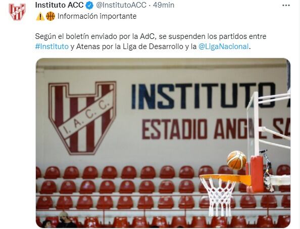 El anuncio oficial de Instituto, por el clásico suspendido.