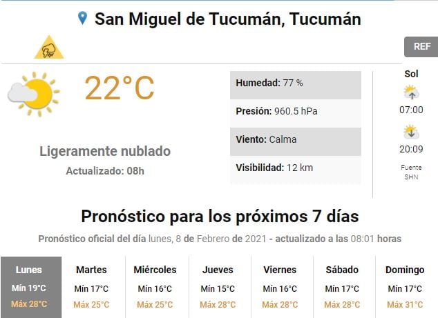 Servicio Meteorológico Nacional.