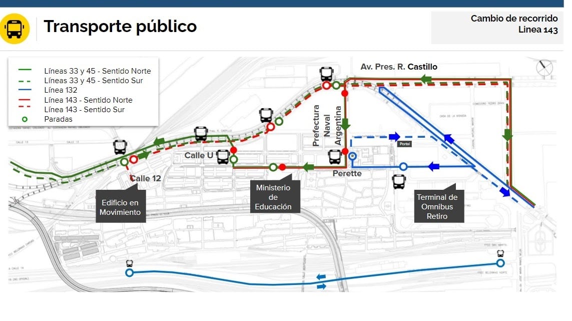 El nuevo recorrido de la línea 143 en el Barrio Mugica.