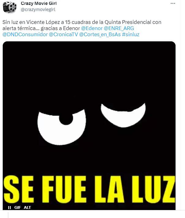 Memes en Twitter por cortes de luz.