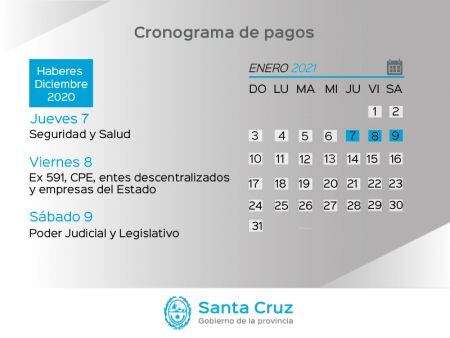 Se informa el cronograma de pago de haberes a los trabajadores de la Administración pública