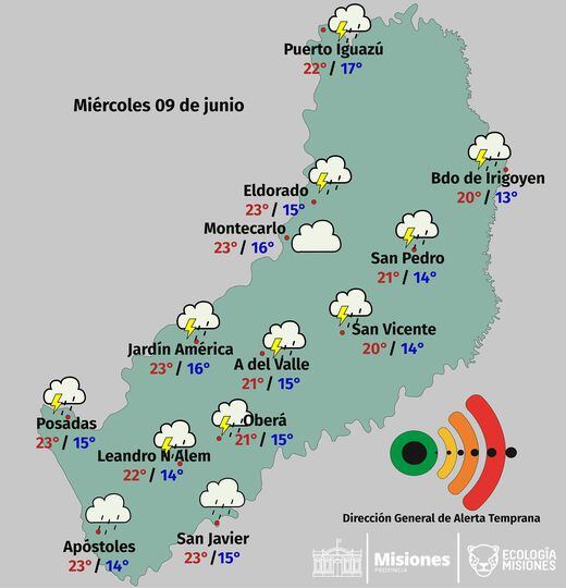 Continúa la probabilidad de precipitaciones en la provincia. DGAT