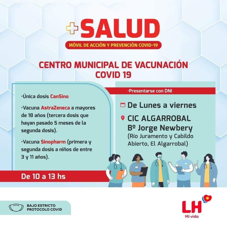 Colocación de dosis y horarios de atención en el CIC Algarrobal.