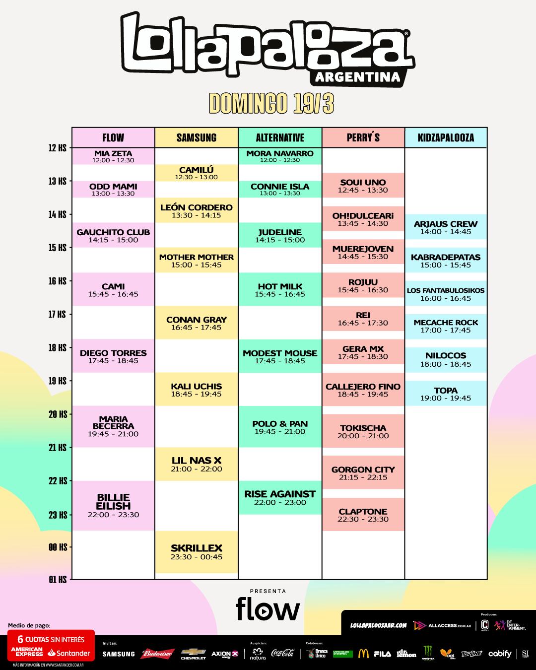 Los horarios del Lollapalooza Argentina 2023: a qué hora y en qué escenario se presenta cada artista