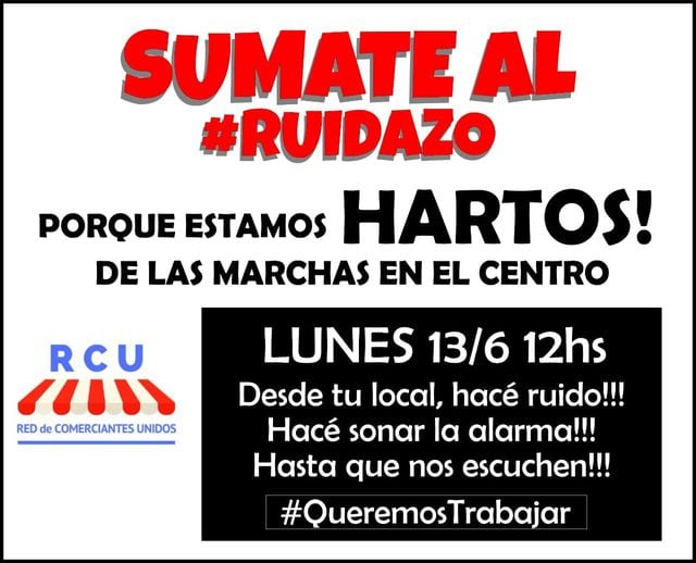 Comerciantes del Centro de córdoba convocan a un "ruidazo" (Facebook).