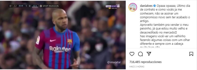 El posteo de Dani Alves