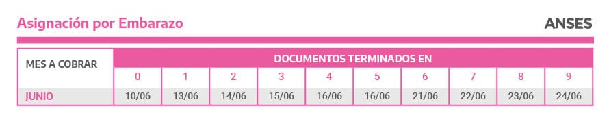 Calendario de pagos ANSES de junio