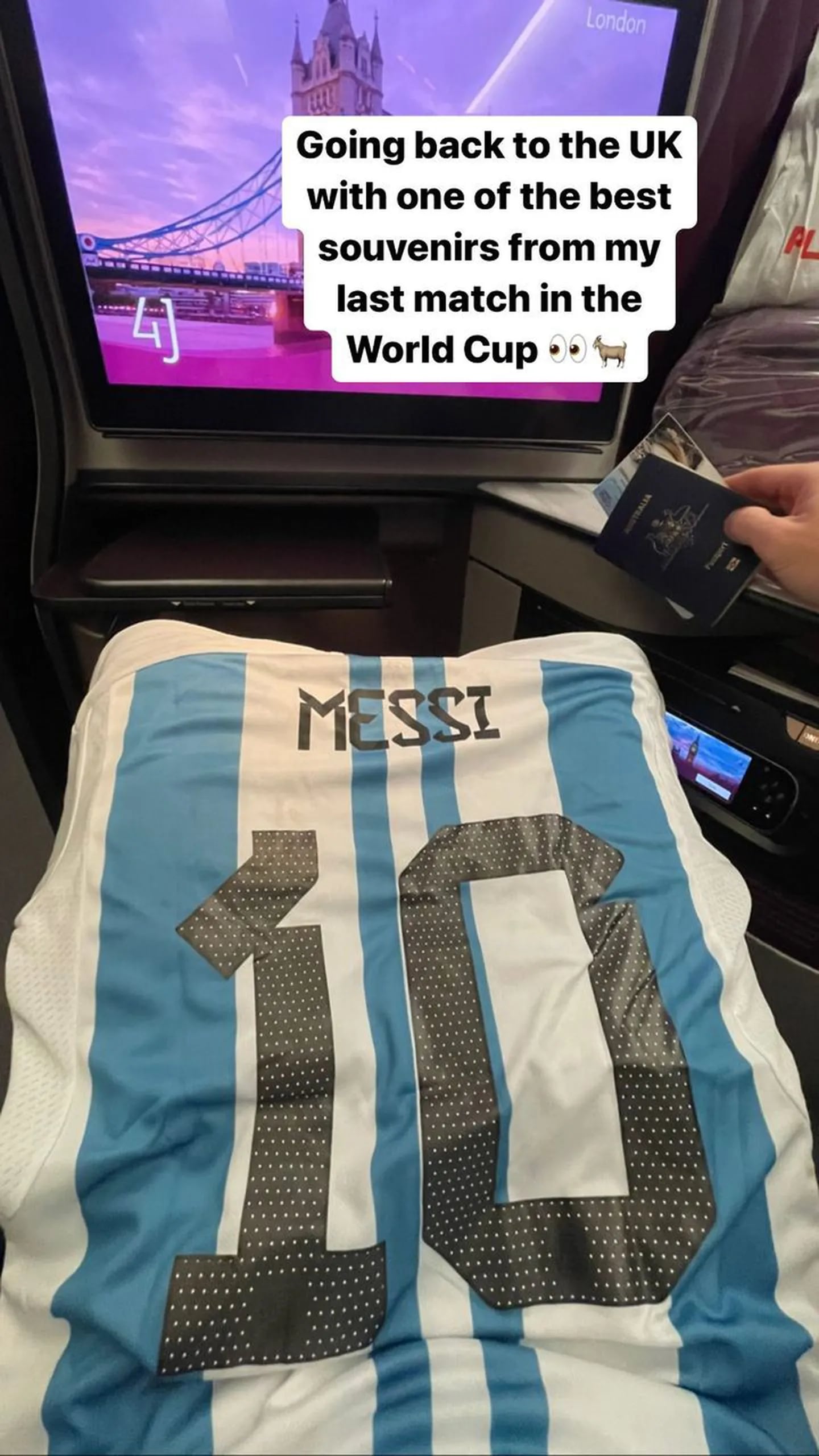 El posteo del jugador de Australia con la camiseta de Messi.