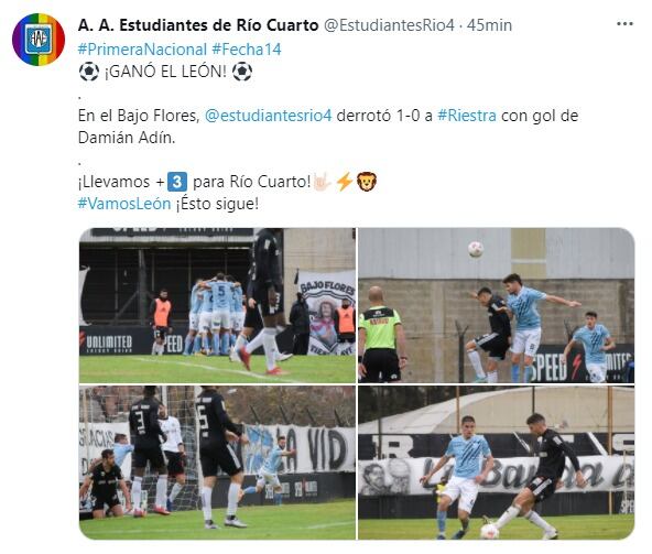 El Celeste se lleva a Río Cuarto un triunfazo, después de dos derrotas en fila.