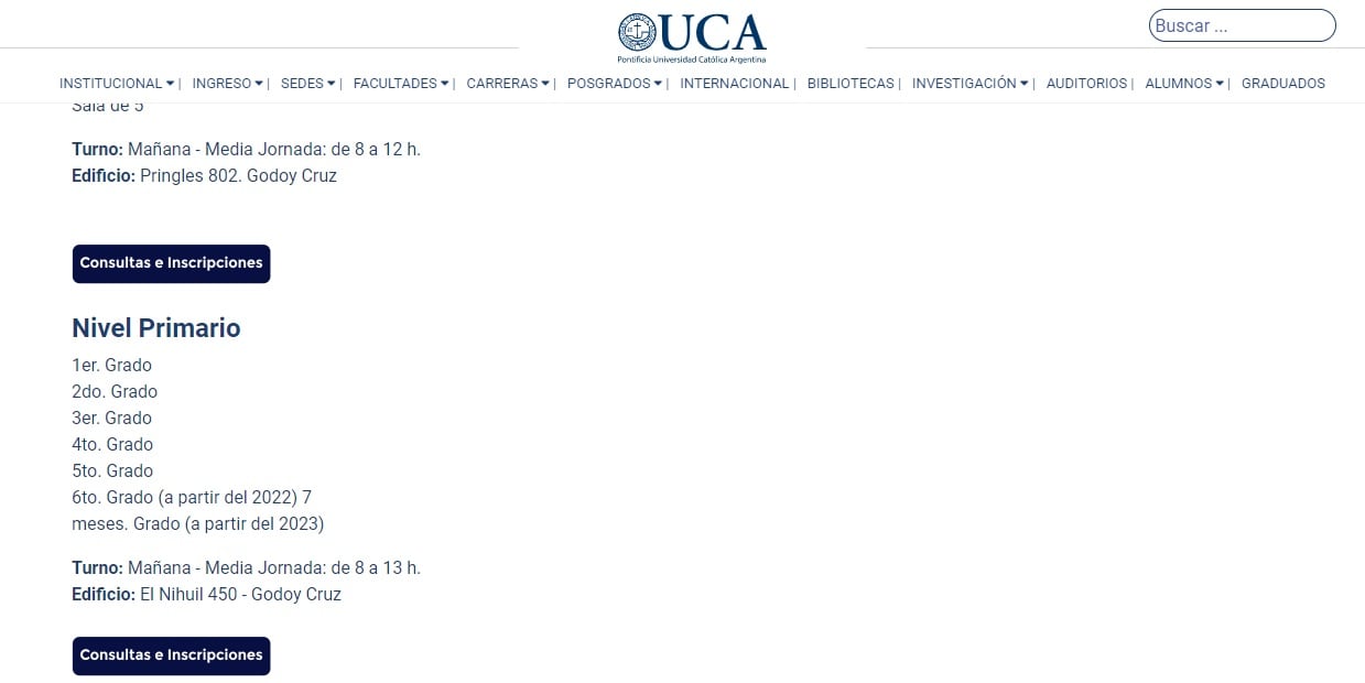 Formulario inscripción UCA.