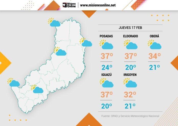 Jornada calurosa para este jueves, con temperaturas que alcanzarán los 39ºC.