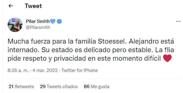 Alejandro Stoessel, el papá de Tini Stoessel, atraviesa un delicado estado de salud