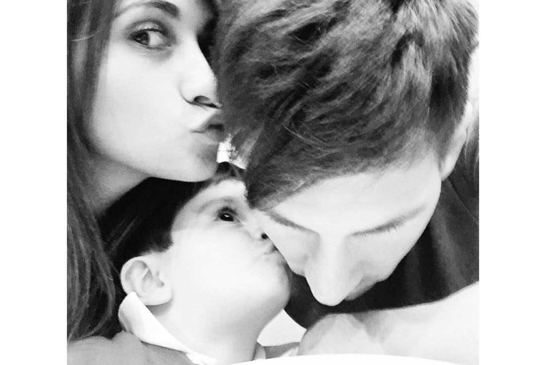 Leo Messi y Antonela Roccuzzo junto a su hijo mayor, Thiago