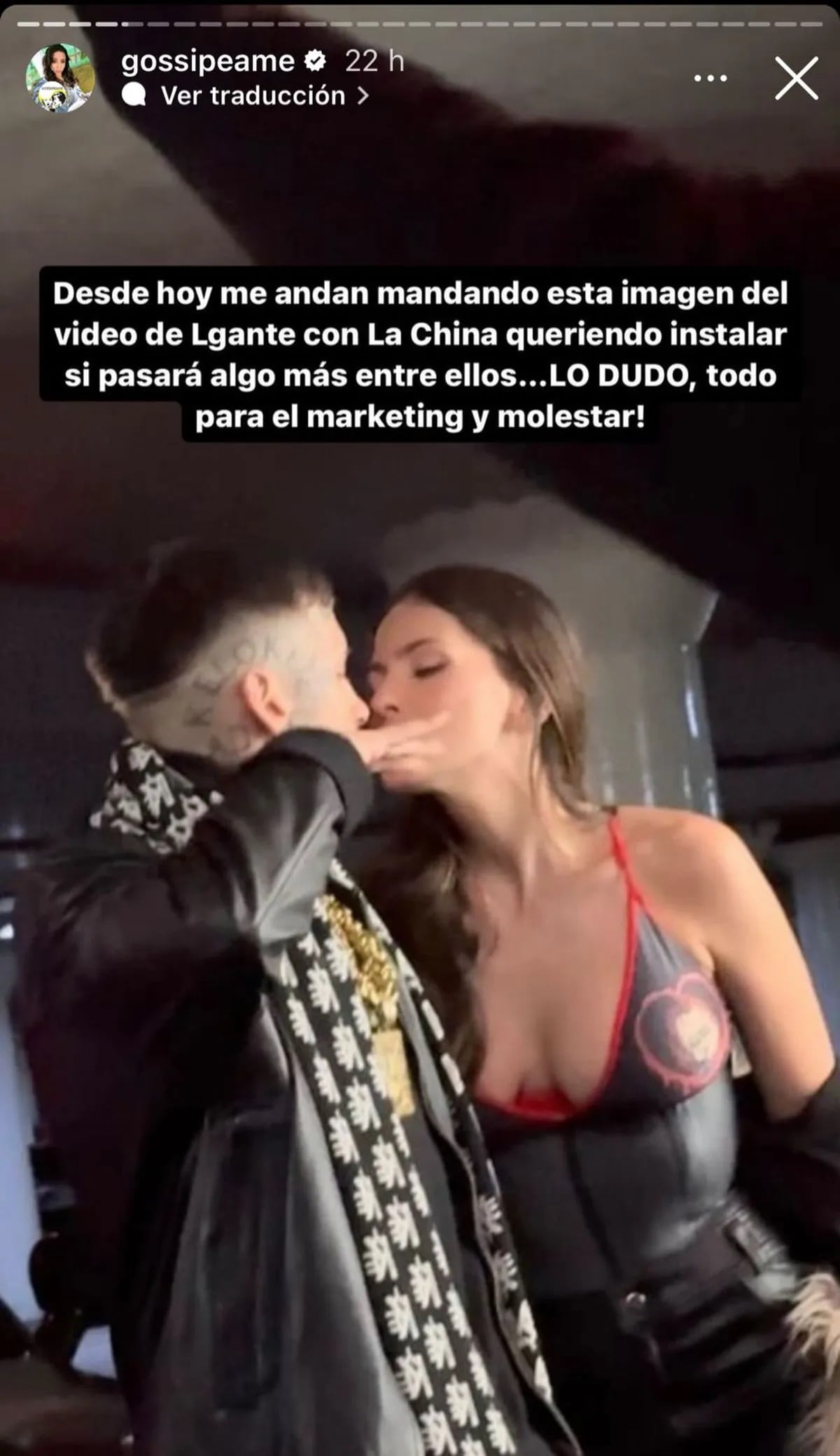 Muy cerca: "China" Suárez y L-Gante en el video que hicieron juntos.