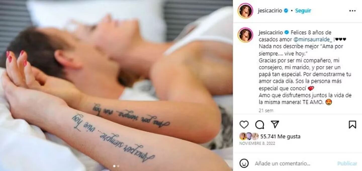 Jesica Cirio se borró el tatuaje que la unía con su expareja Martín Insaurralde.