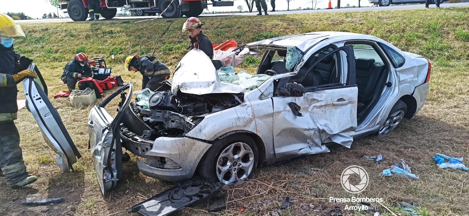 Vuelco en Ruta 19 en Arroyito