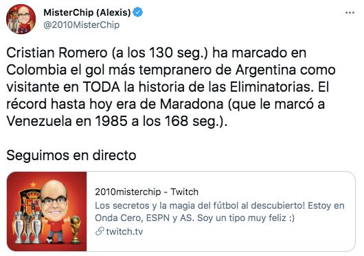 Cristian Romero fue más rápido que Diego Maradona.