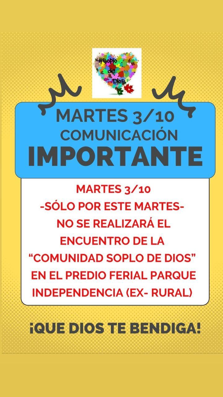 La comunidad Soplo de Dios Viviente aseguró que retomarán las convocatorias.