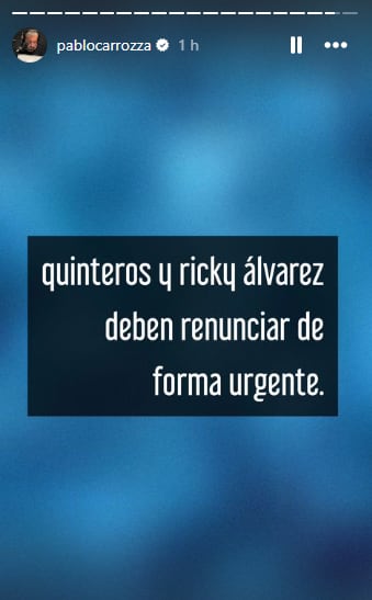 El periodista pidió por la renuncia de Ricky Álvarez y de Gustavo Quinteros.