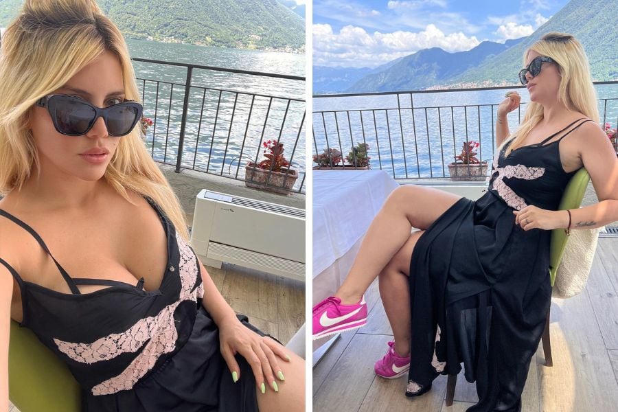 Wanda Nara en su mansión de Lago di Como en Italia