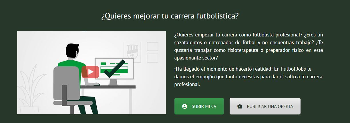 El sitio FUTBOLJOBS que publicó la propuesta laboral árabe.