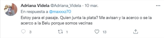 Adriana es de Mendoza y se ofreció a ayudar para que Max pudiera viajar.