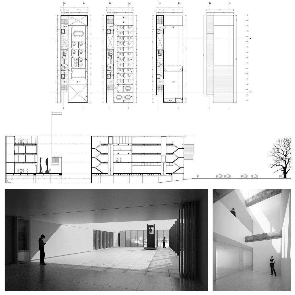 El proyecto ganador para el edificio del Concejo Municipal de Rafaela, de los arquitectos rosarinos, Leonardo Losada e Ignacio Pedrido Fanelli.