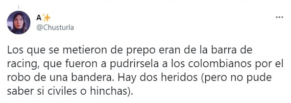 El tweet de una pasajera del tren.