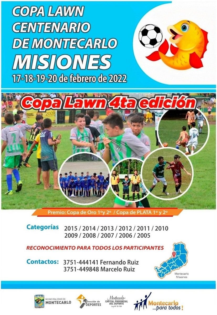 Montecarlo será sede del Torneo de Fútbol Infantil “Copa Lawn”.