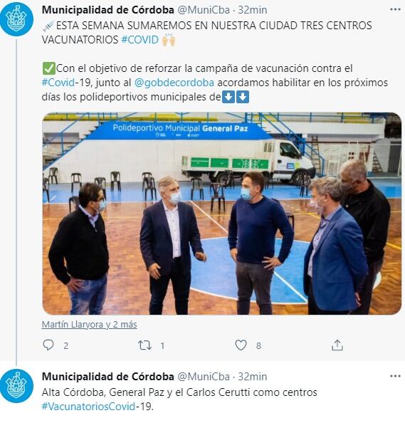 El intendente Martín Llaryora anunció la habilitación de otros tres centros de vacunación.