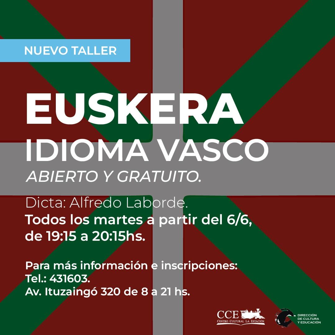 Taller gratuito de Idioma Vasco en el Centro Cultural La Estación de Tres Arroyos