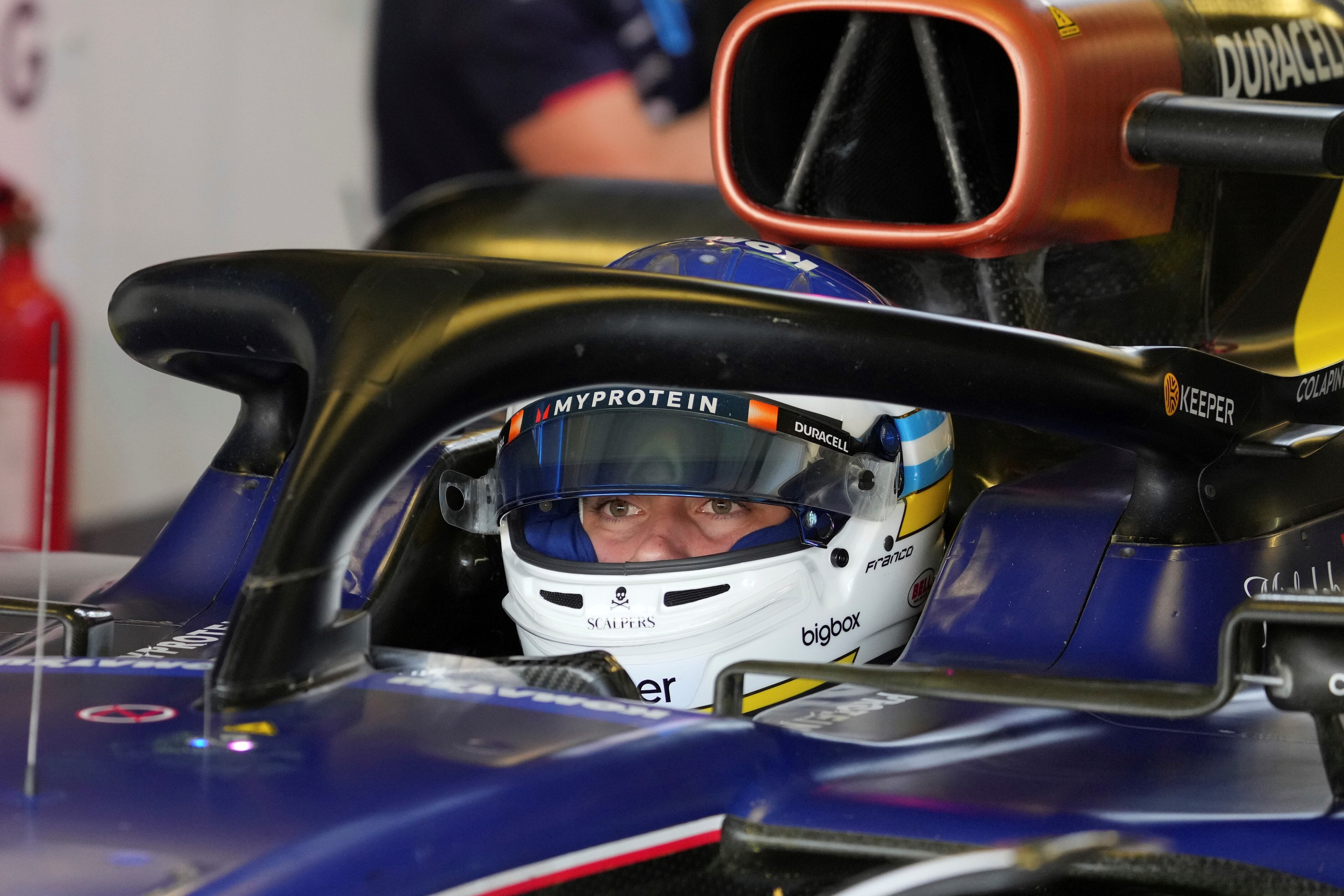 Franco Colapinto en los ensayos en el Gran Premio de México. (AP)